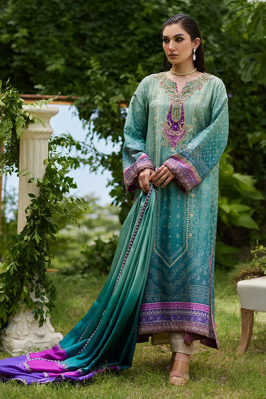 Mayna festive'24 - Leisha Teal Ombre Shirt And Dupatta