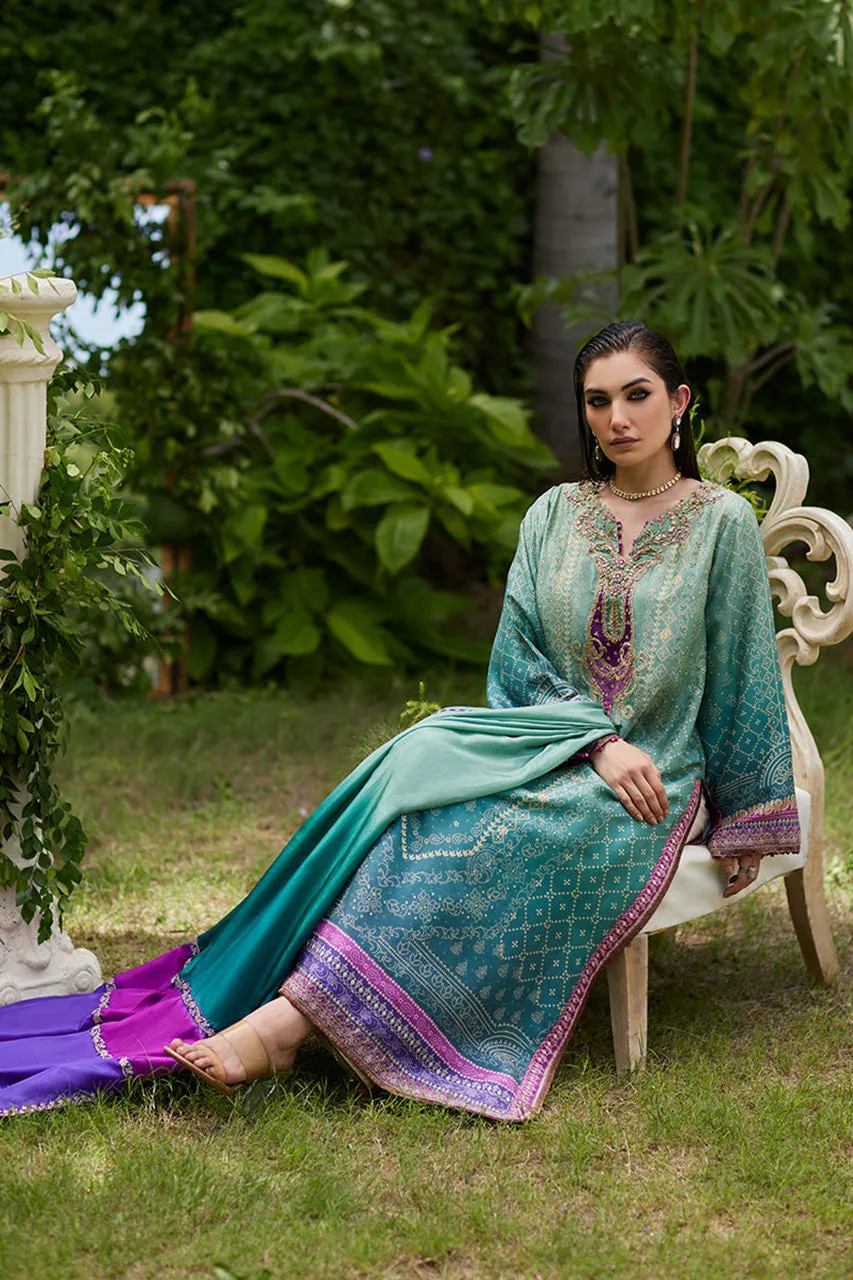 Mayna festive'24 - Leisha Teal Ombre Shirt And Dupatta