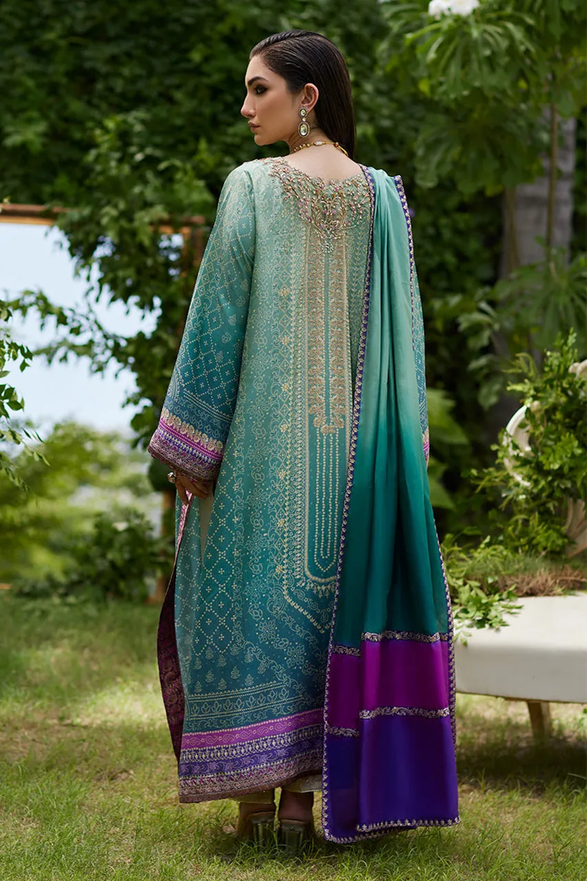 Mayna festive'24 - Leisha Teal Ombre Shirt And Dupatta