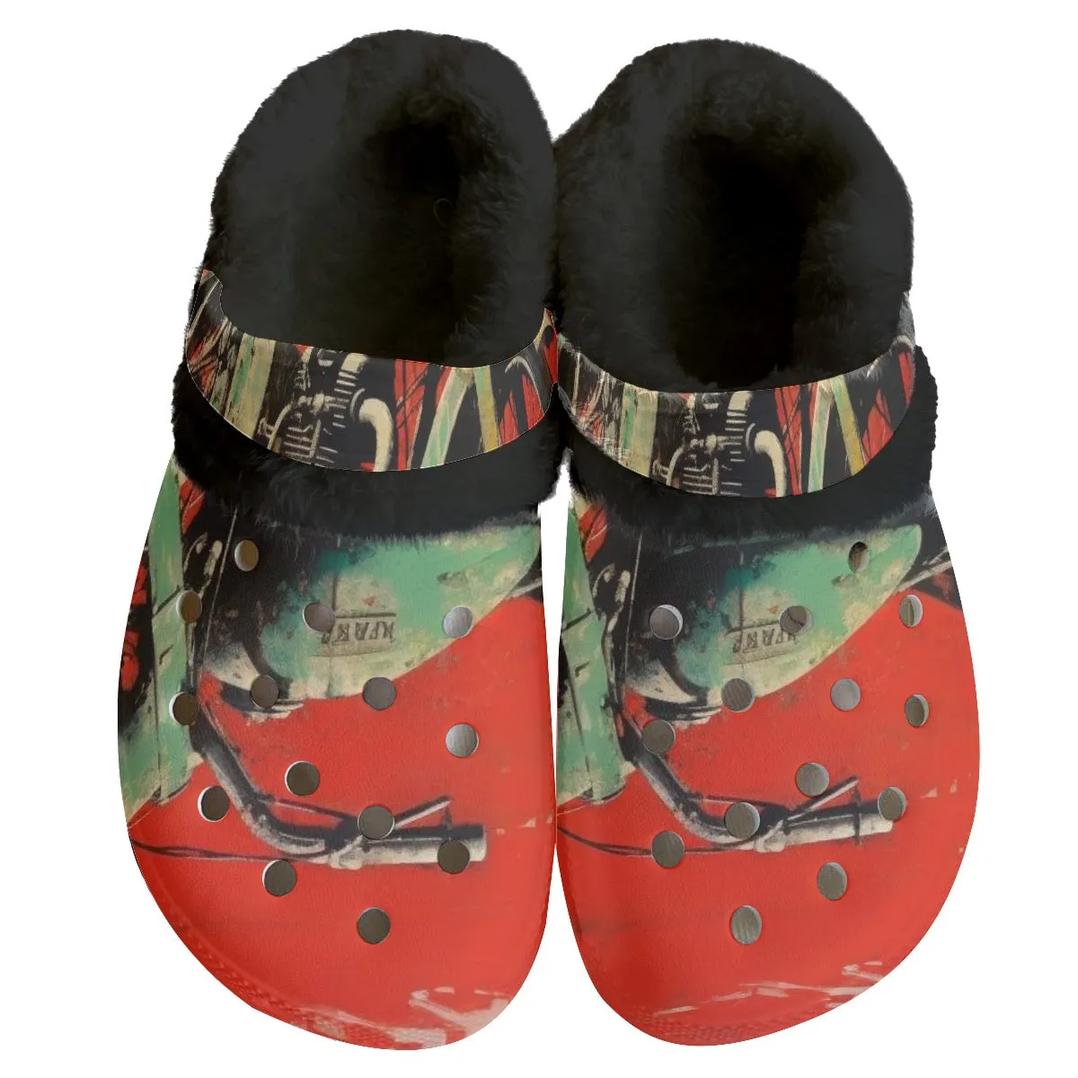 Mc#28 Men's Classic Clogs with Fleece, motorcycle print