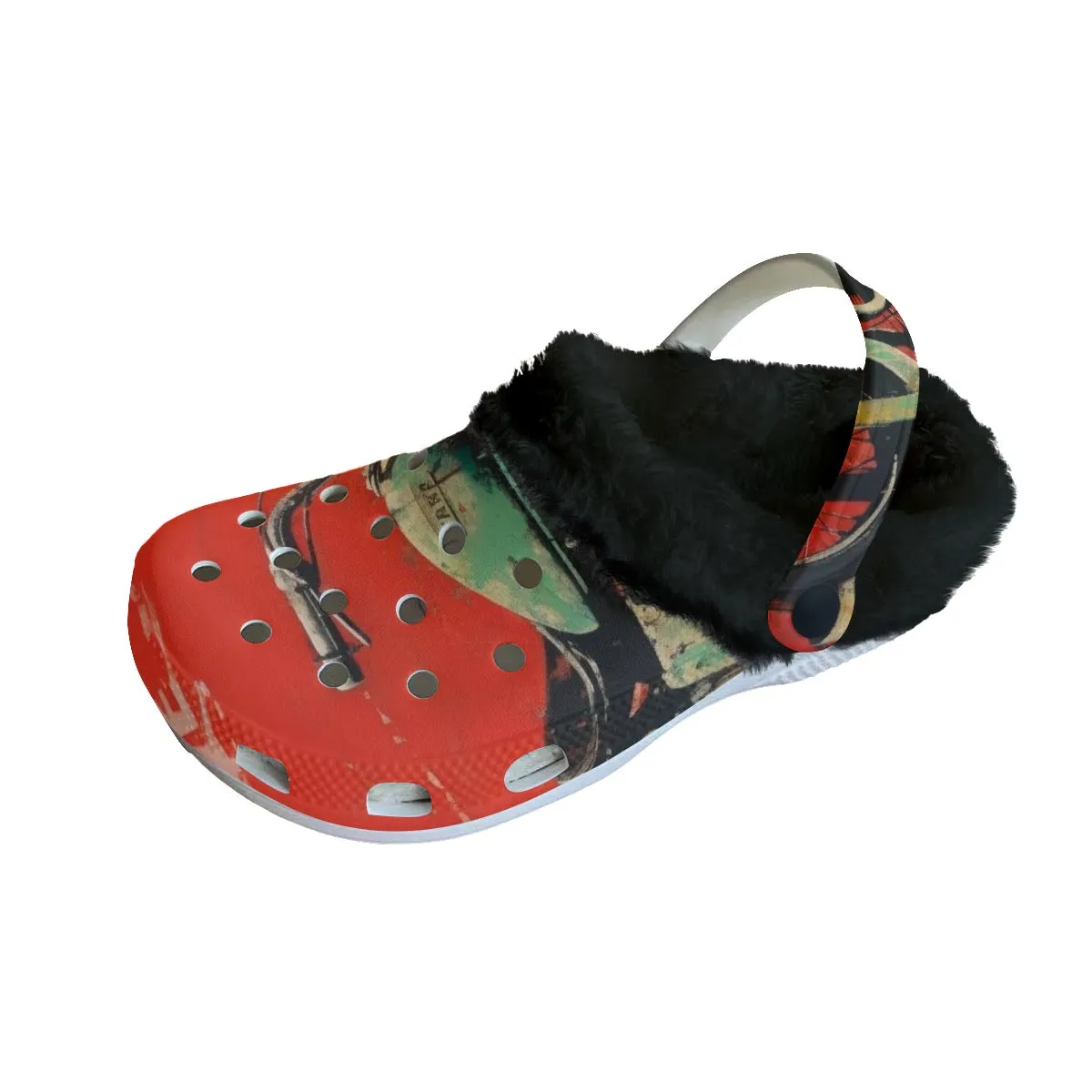 Mc#28 Men's Classic Clogs with Fleece, motorcycle print