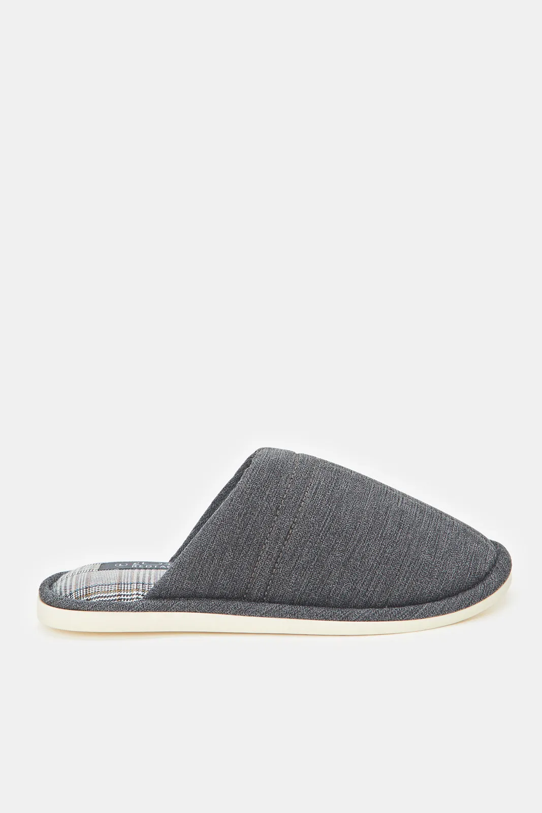 Men Plain Charcoal Slippers