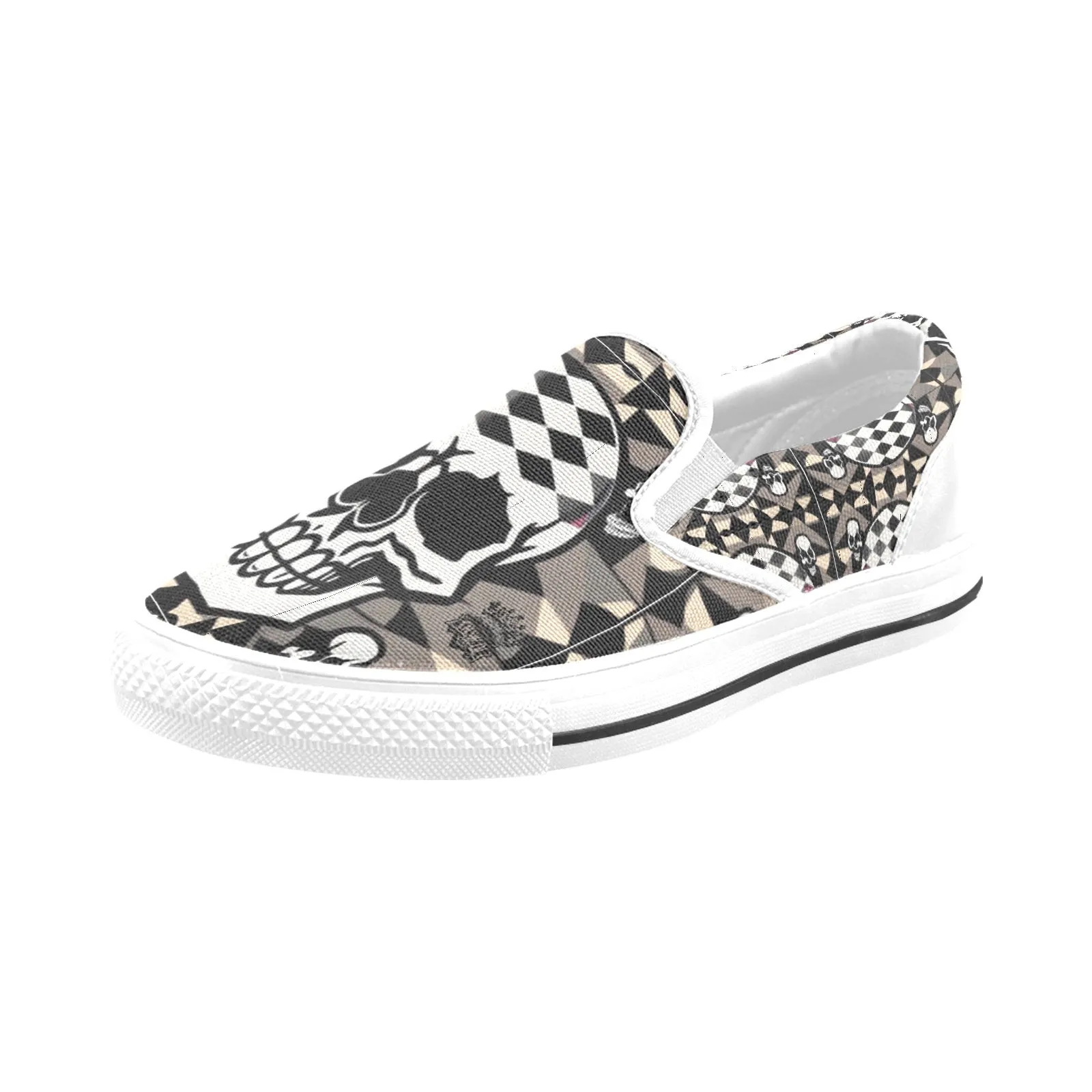 Men's Slip-on Canvas Shoes (Model 019) jaxs14 skull print