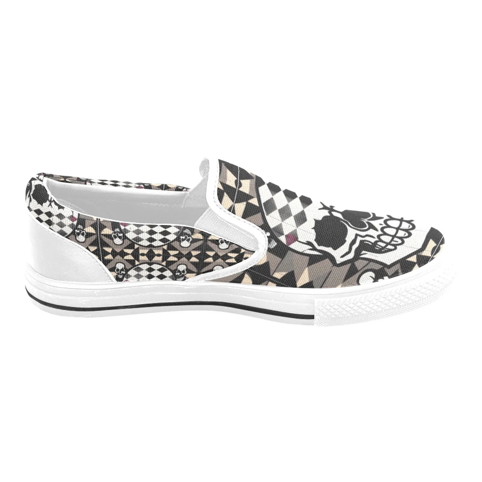 Men's Slip-on Canvas Shoes (Model 019) jaxs14 skull print