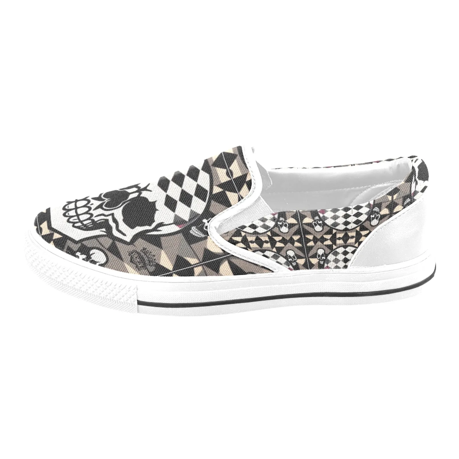 Men's Slip-on Canvas Shoes (Model 019) jaxs14 skull print