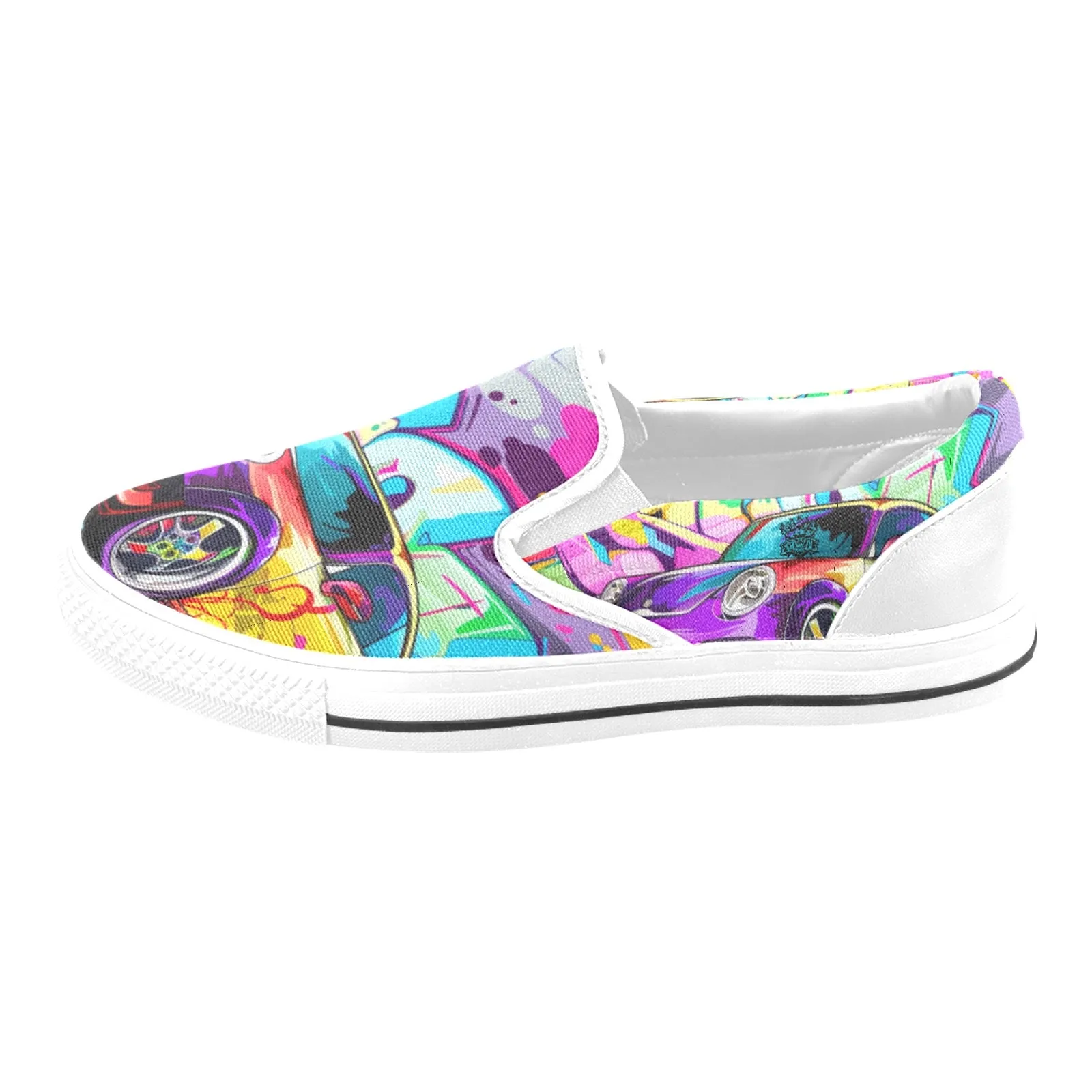 Men's Slip-on Canvas Shoes (Model 019)car graffiti