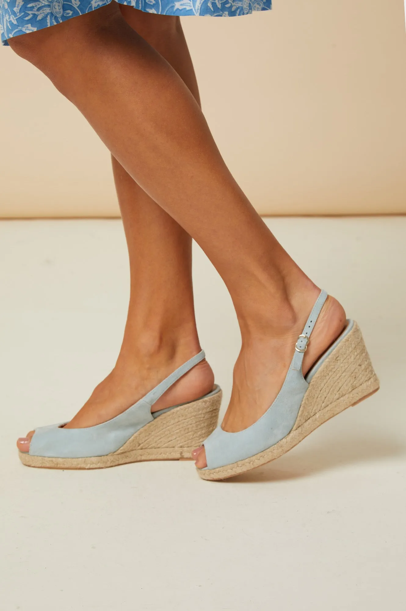 Mykonos Peep Toe Espadrilles | Blue