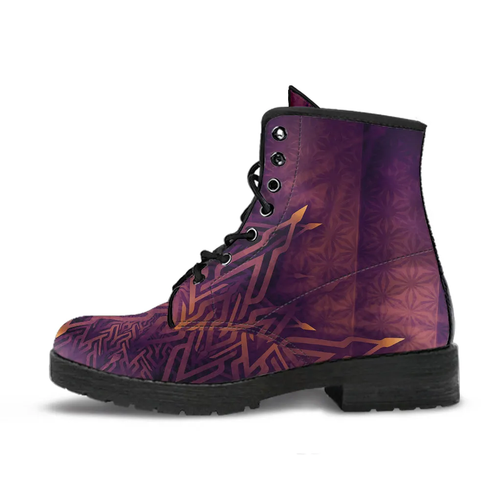 Mystical Aum Chakra Mandala - Amethyst | Leather Boots | Mandalazed