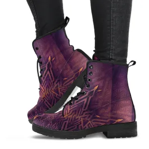 Mystical Aum Chakra Mandala - Amethyst | Leather Boots | Mandalazed