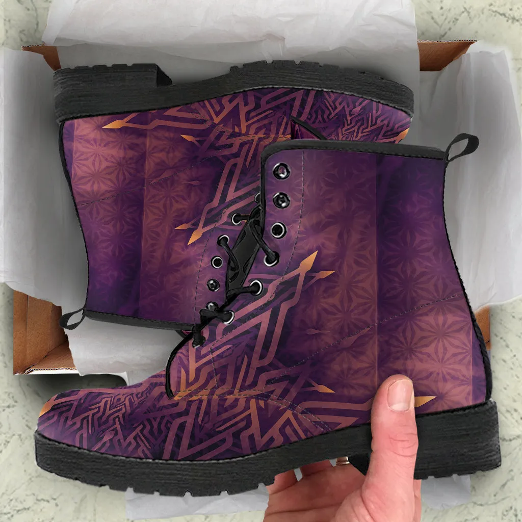 Mystical Aum Chakra Mandala - Amethyst | Leather Boots | Mandalazed