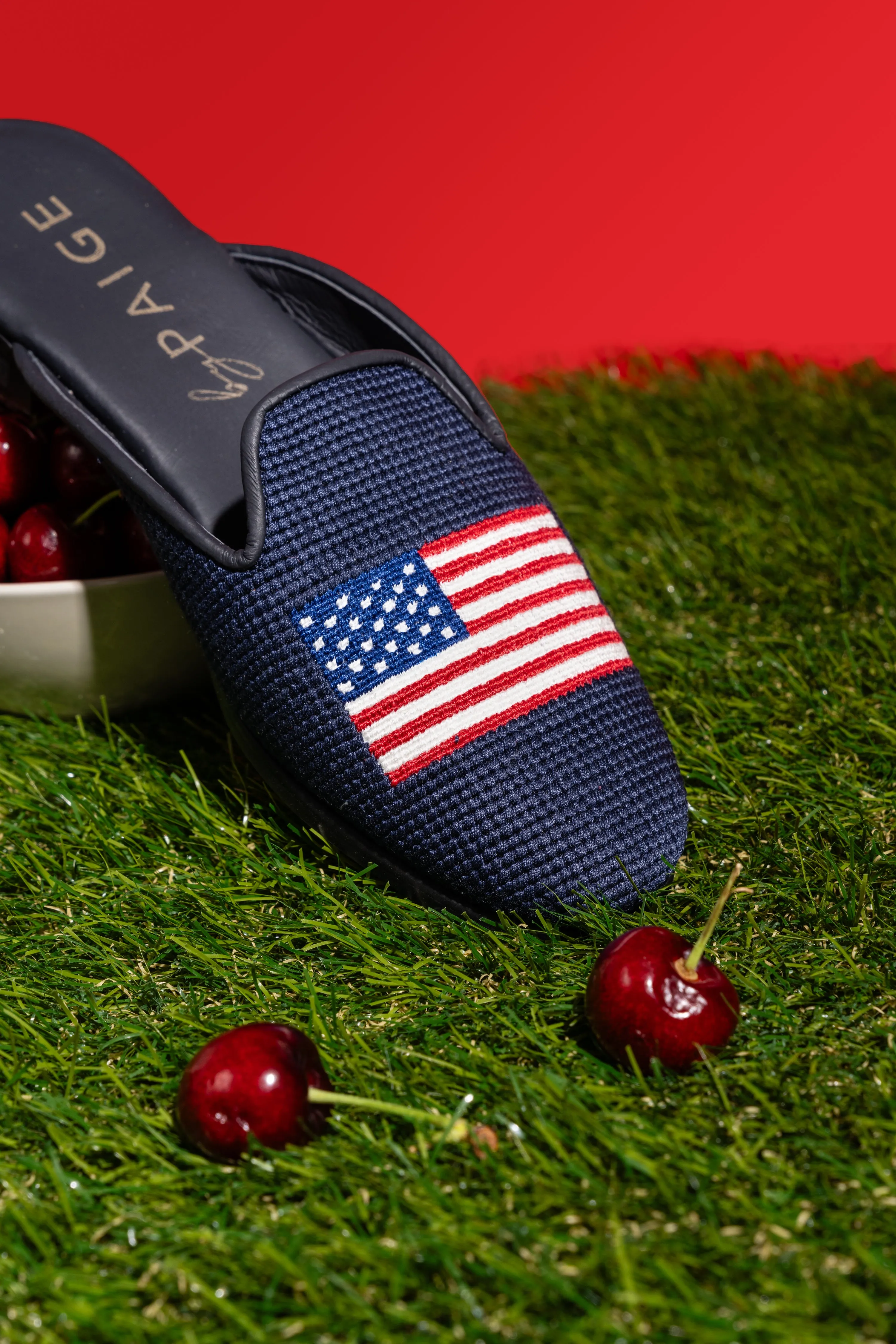 Needlepoint Mule in American Flag