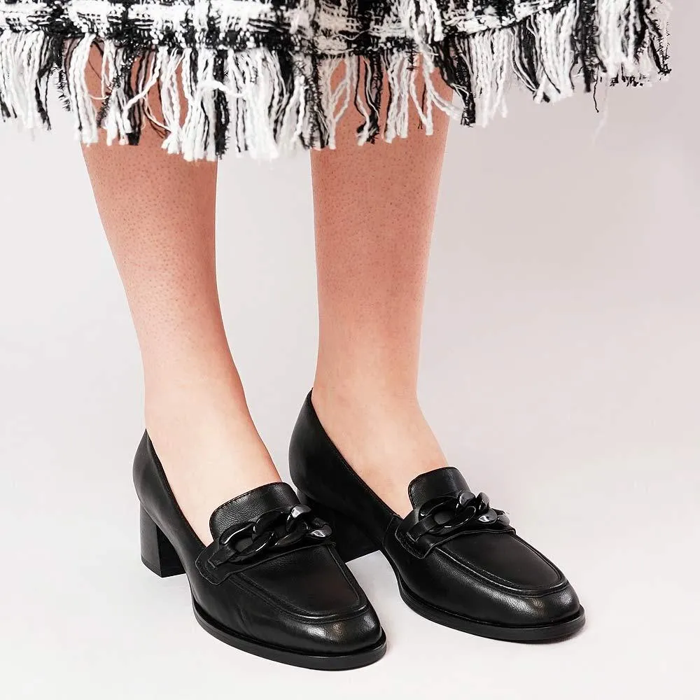 Nomass Black Leather Loafers