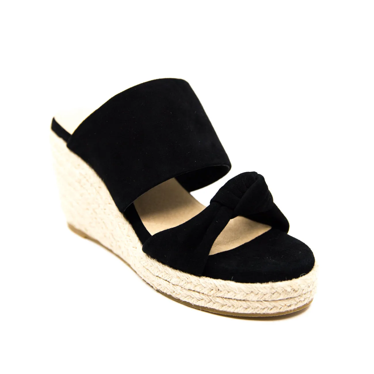 Nude Adele Black Suede Wedge Slide