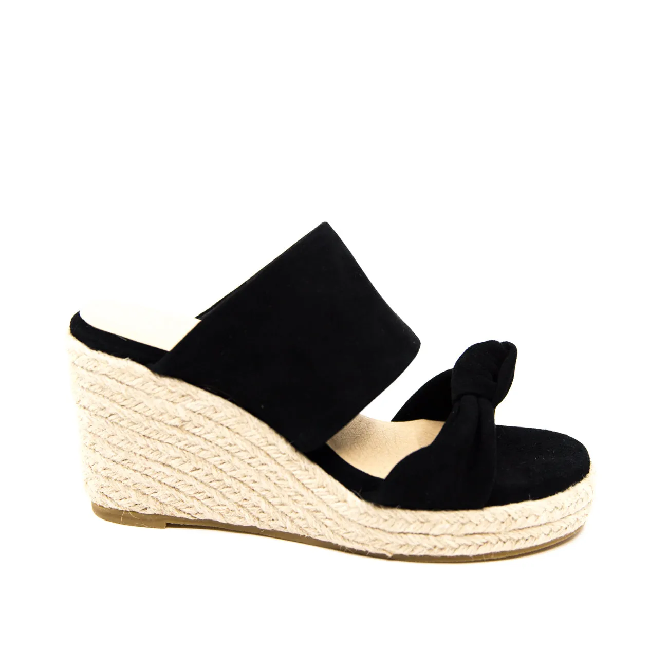 Nude Adele Black Suede Wedge Slide