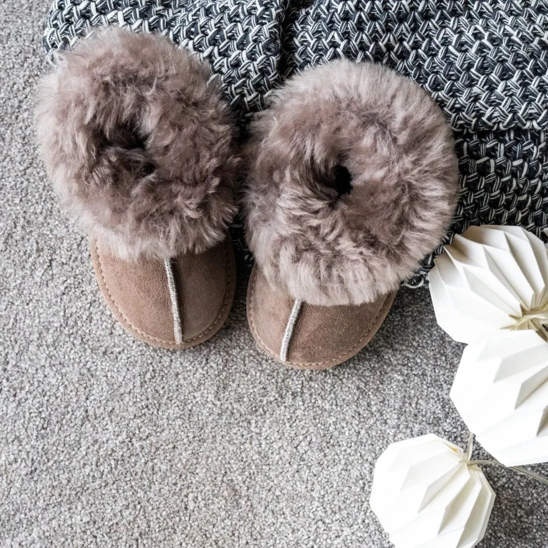 ORLA Childrens Sheepskin Slipper Boots with Sole