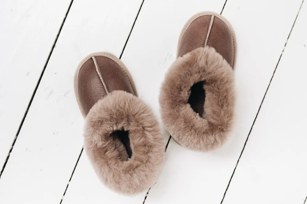 ORLA Childrens Sheepskin Slipper Boots with Sole