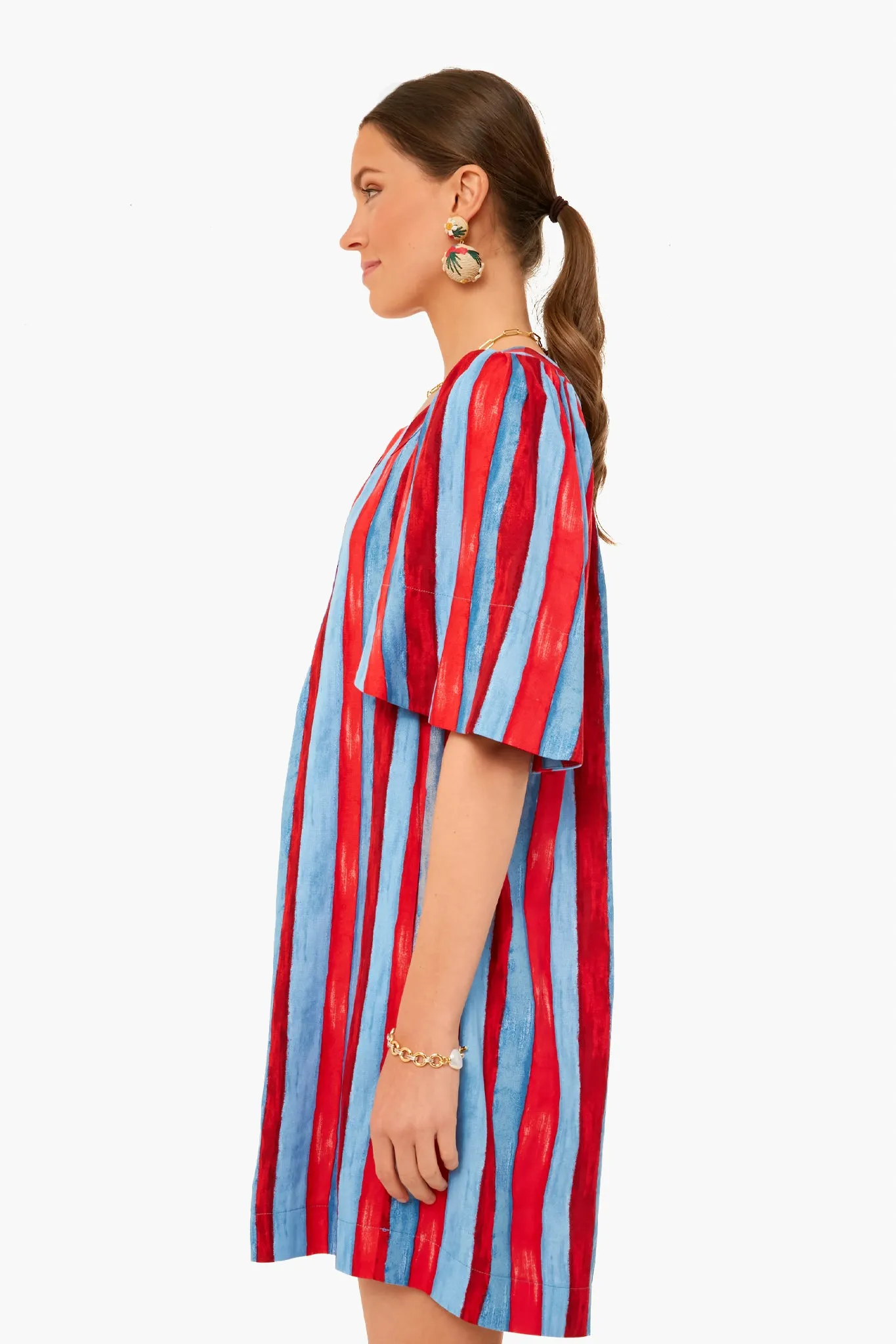 Painterly Stripe Finley Flutter Sleeve Dress