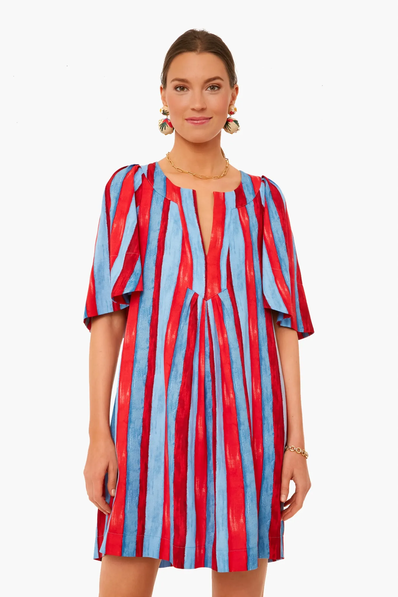 Painterly Stripe Finley Flutter Sleeve Dress