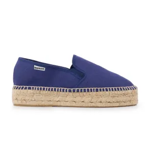 Palma Canvas Espadrille Platform Slip On - Navy