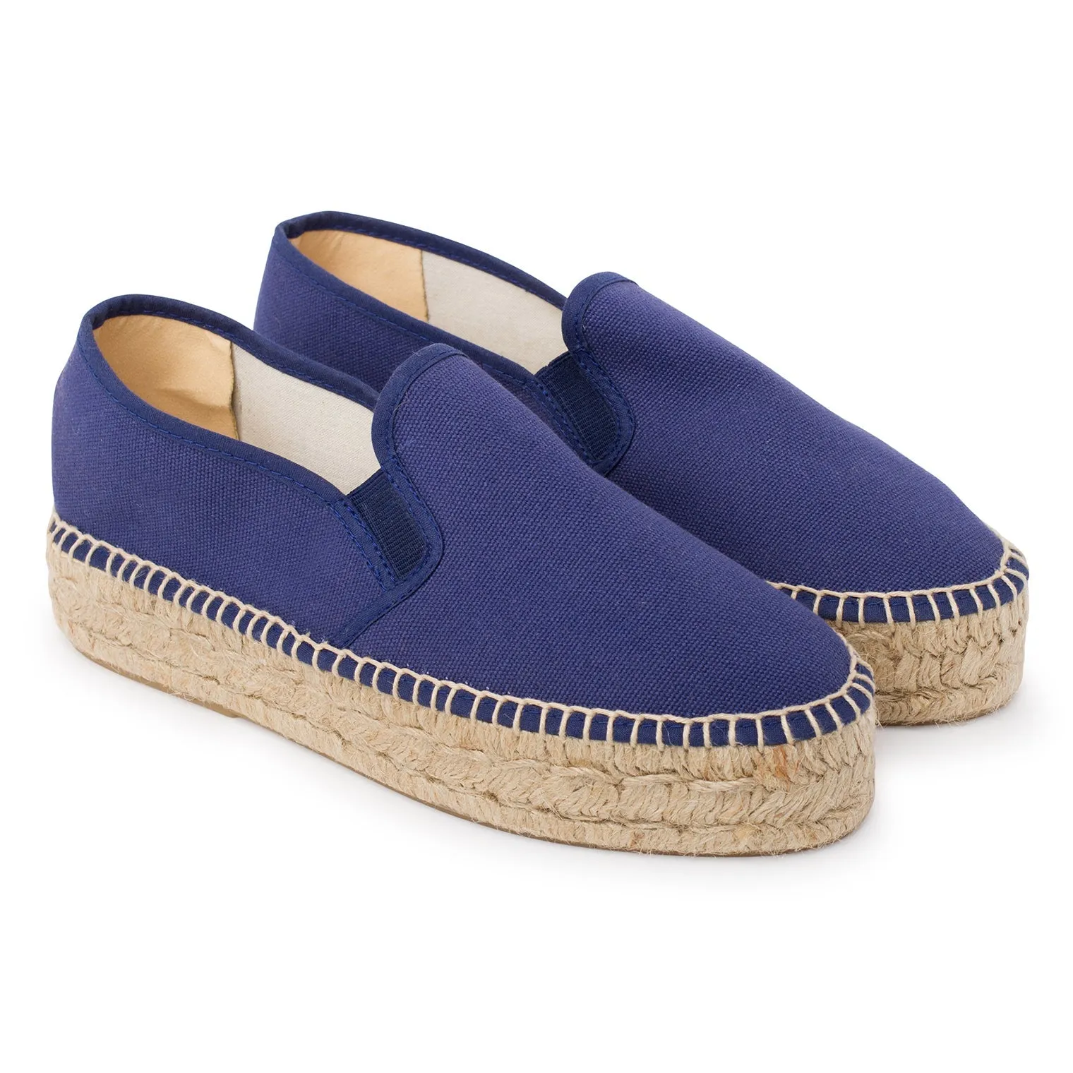 Palma Canvas Espadrille Platform Slip On - Navy