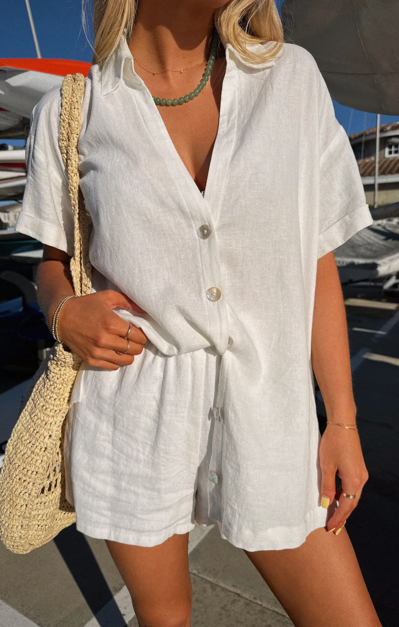 Parker Button Down ~ White Linen