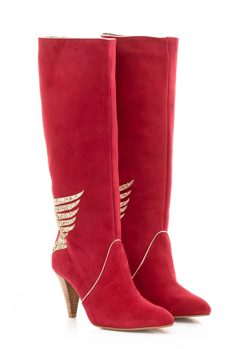 Patricia Blanchet Tornade Red Suede Tall Boots by