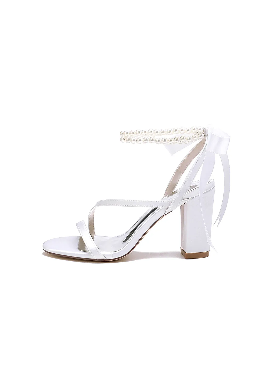 Pearl Open Toe Ankle Strap High Heels