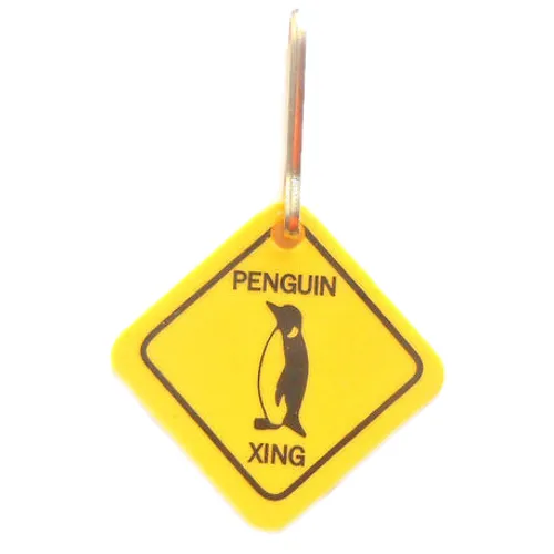 Penguin Crossing Zipper Pull (1" x 1")