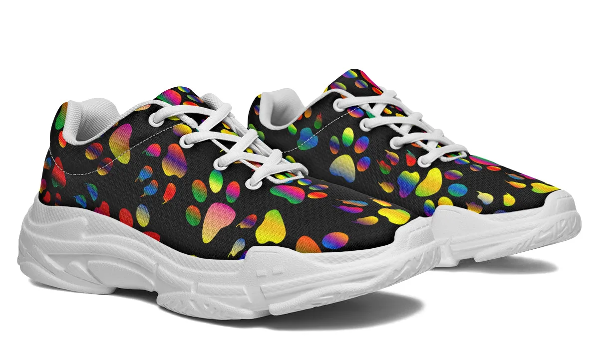 Rainbow Paw Prints Chunky Sneakers