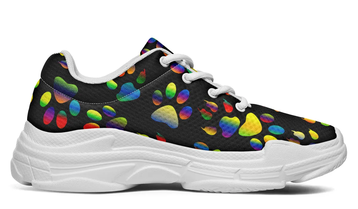 Rainbow Paw Prints Chunky Sneakers