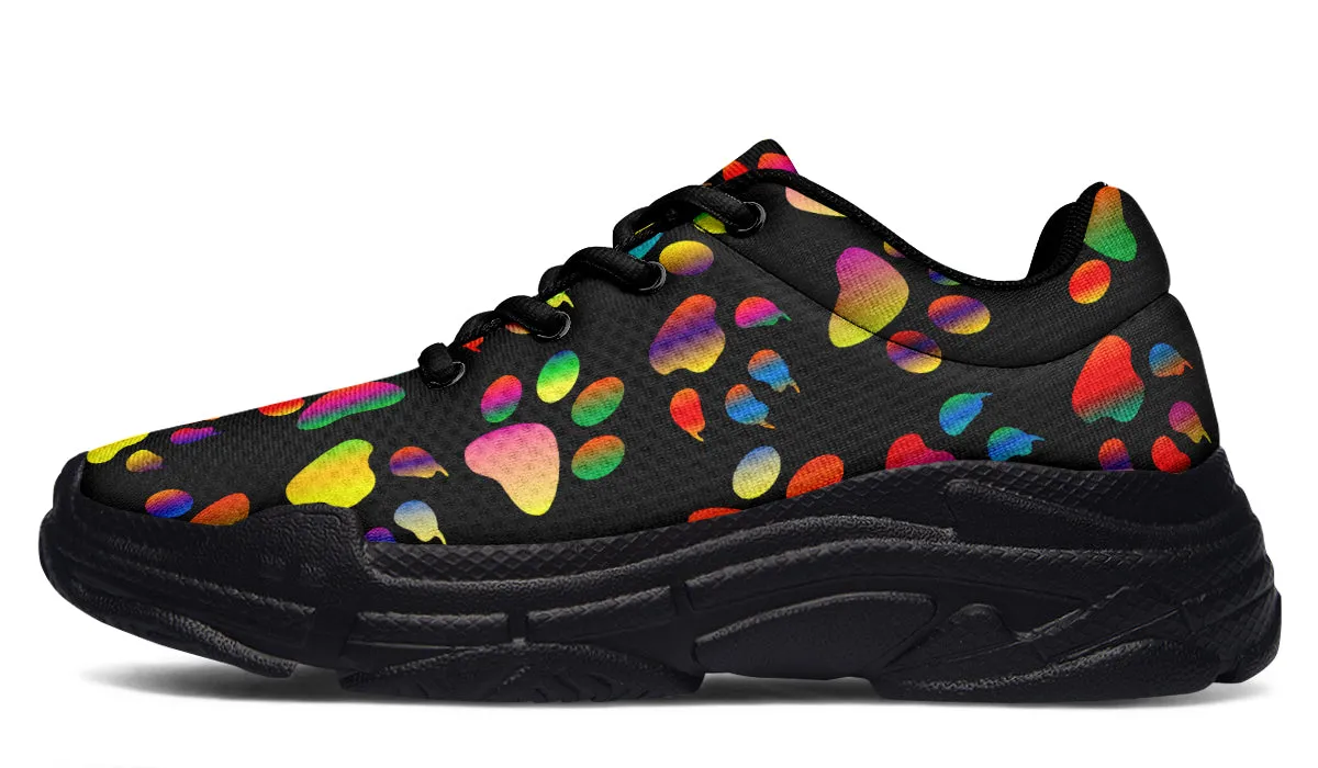 Rainbow Paw Prints Chunky Sneakers