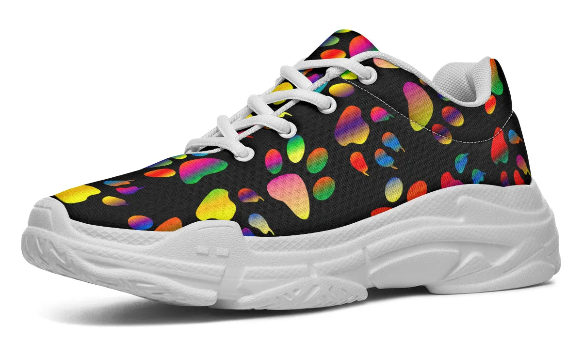 Rainbow Paw Prints Chunky Sneakers