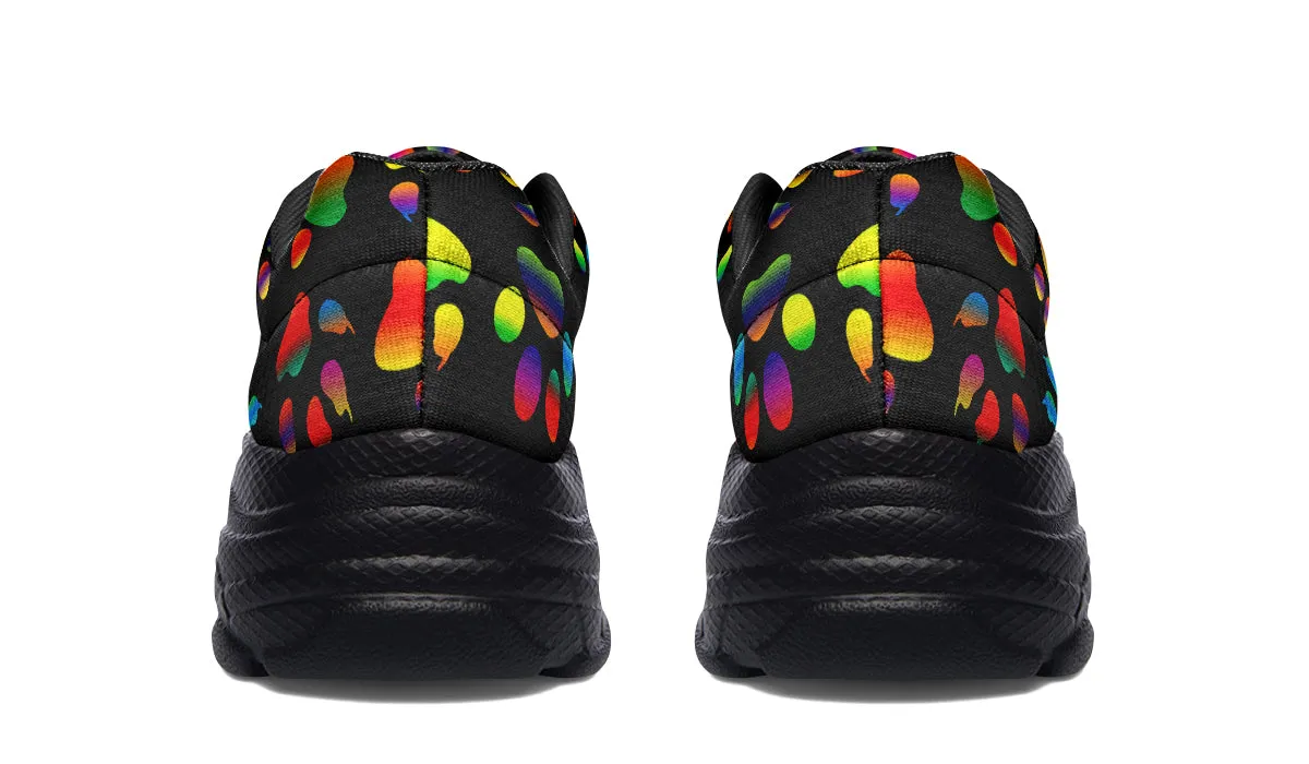 Rainbow Paw Prints Chunky Sneakers