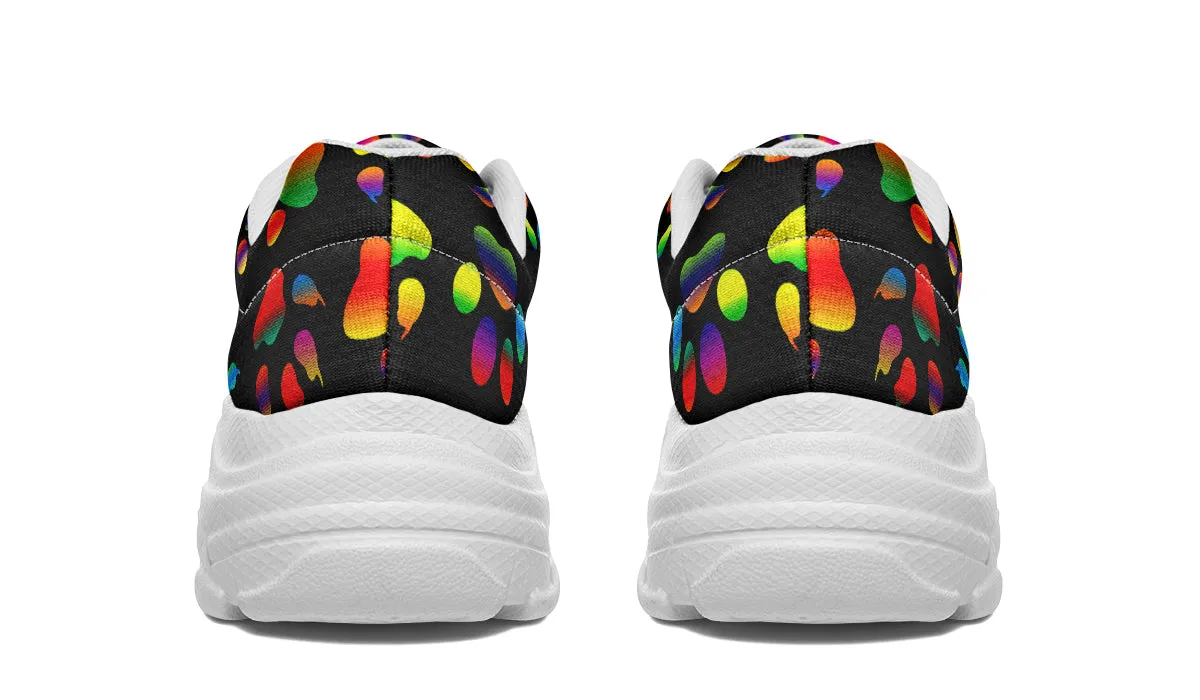 Rainbow Paw Prints Chunky Sneakers