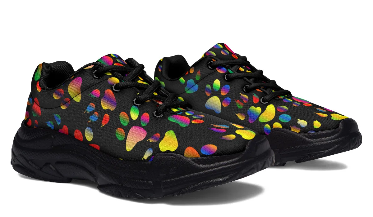 Rainbow Paw Prints Chunky Sneakers