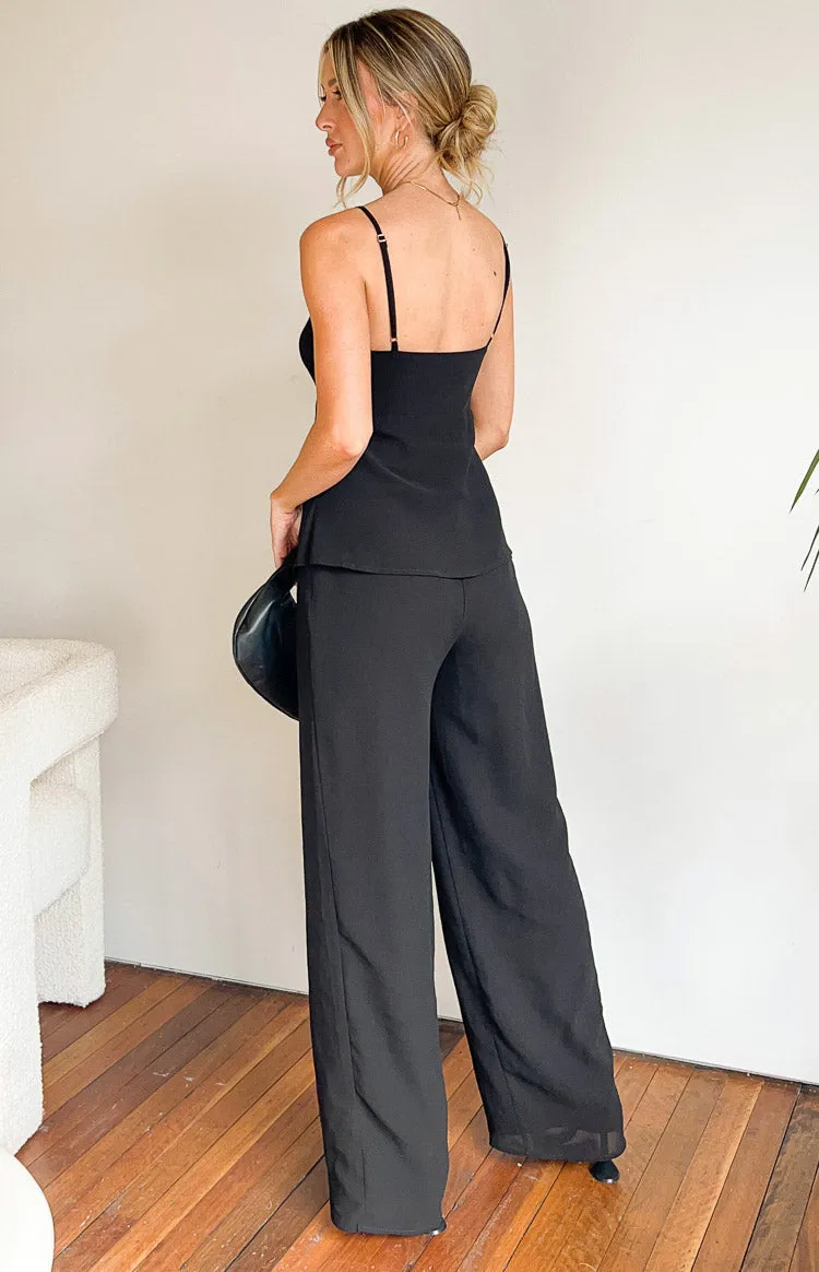 Rune Black Chiffon Jumpsuit