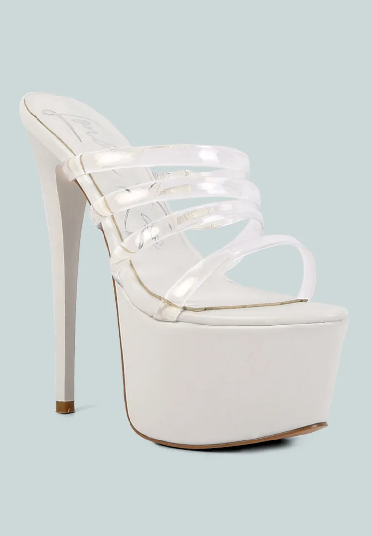 Shots Up Ultra High Heel Clear Straps Sandals