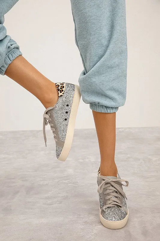 Silver Fashion Leopard Sneakers