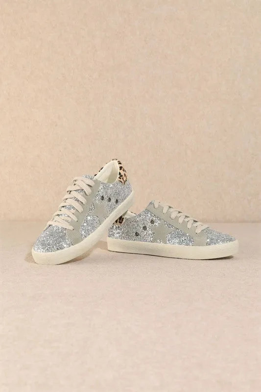 Silver Fashion Leopard Sneakers