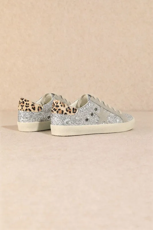 Silver Fashion Leopard Sneakers