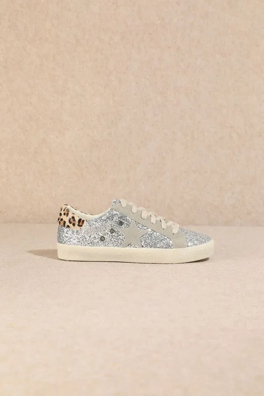 Silver Fashion Leopard Sneakers