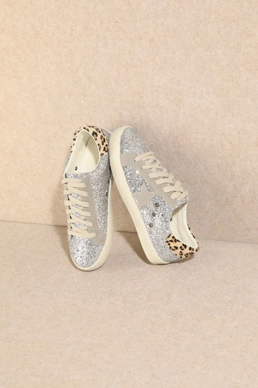 Silver Fashion Leopard Sneakers