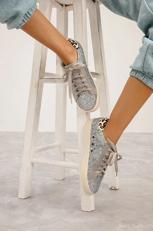 Silver Fashion Leopard Sneakers