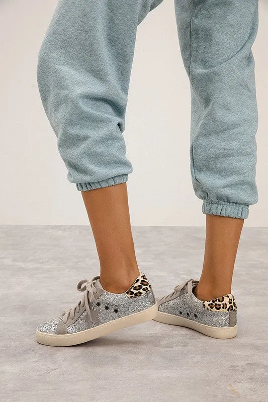 Silver Fashion Leopard Sneakers