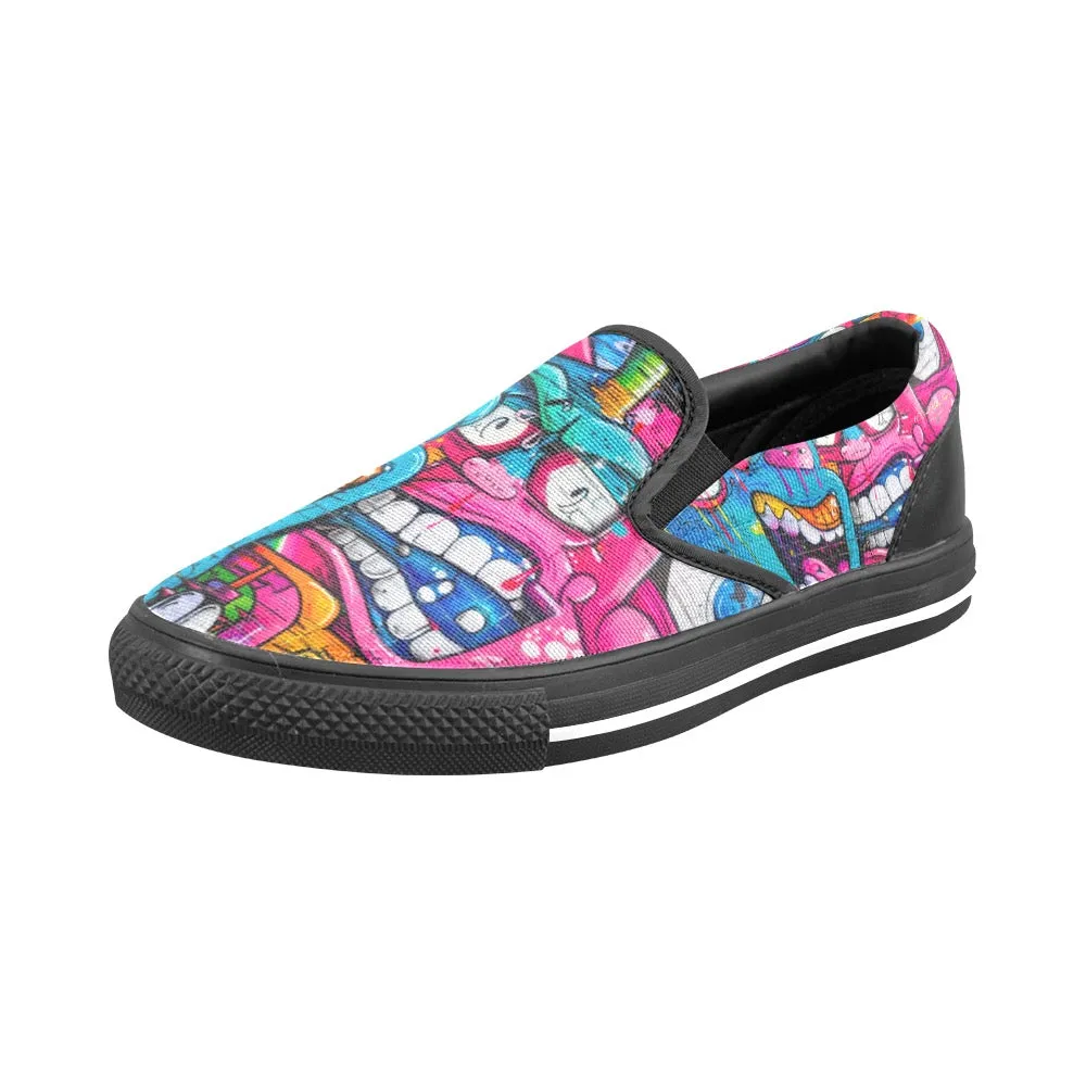 Slip-on Canvas Women's Shoes graffiti in vivid colors