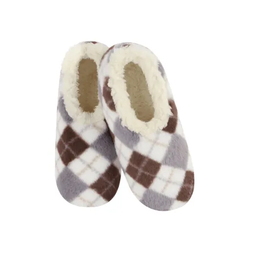 Snoozie's Womens Faux Fur Argyle Slippers