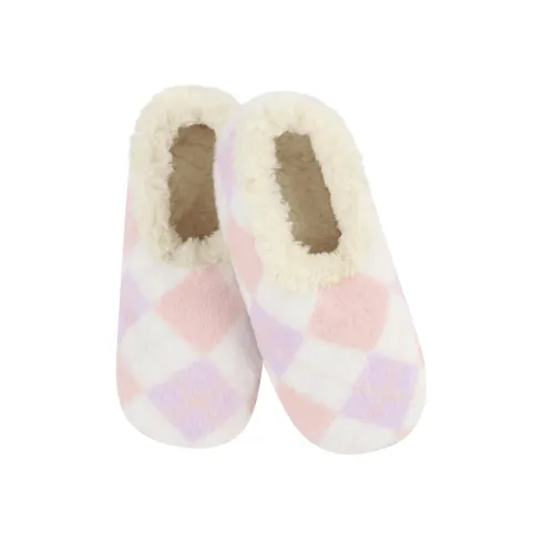 Snoozie's Womens Faux Fur Argyle Slippers