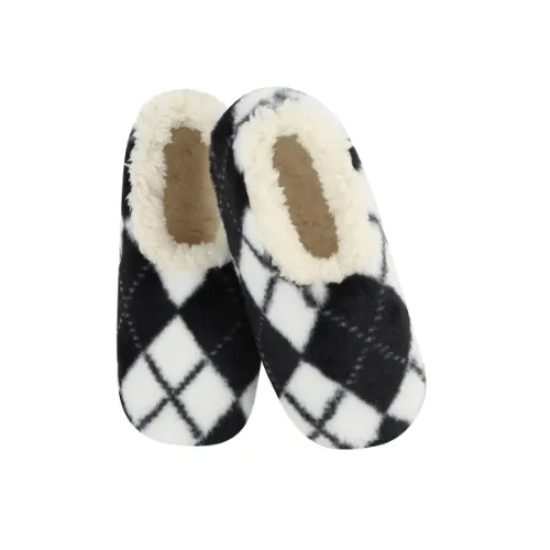 Snoozie's Womens Faux Fur Argyle Slippers