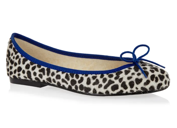 Snow Leopard Blue Trim Pirouette Flats