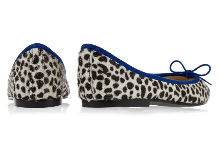 Snow Leopard Blue Trim Pirouette Flats